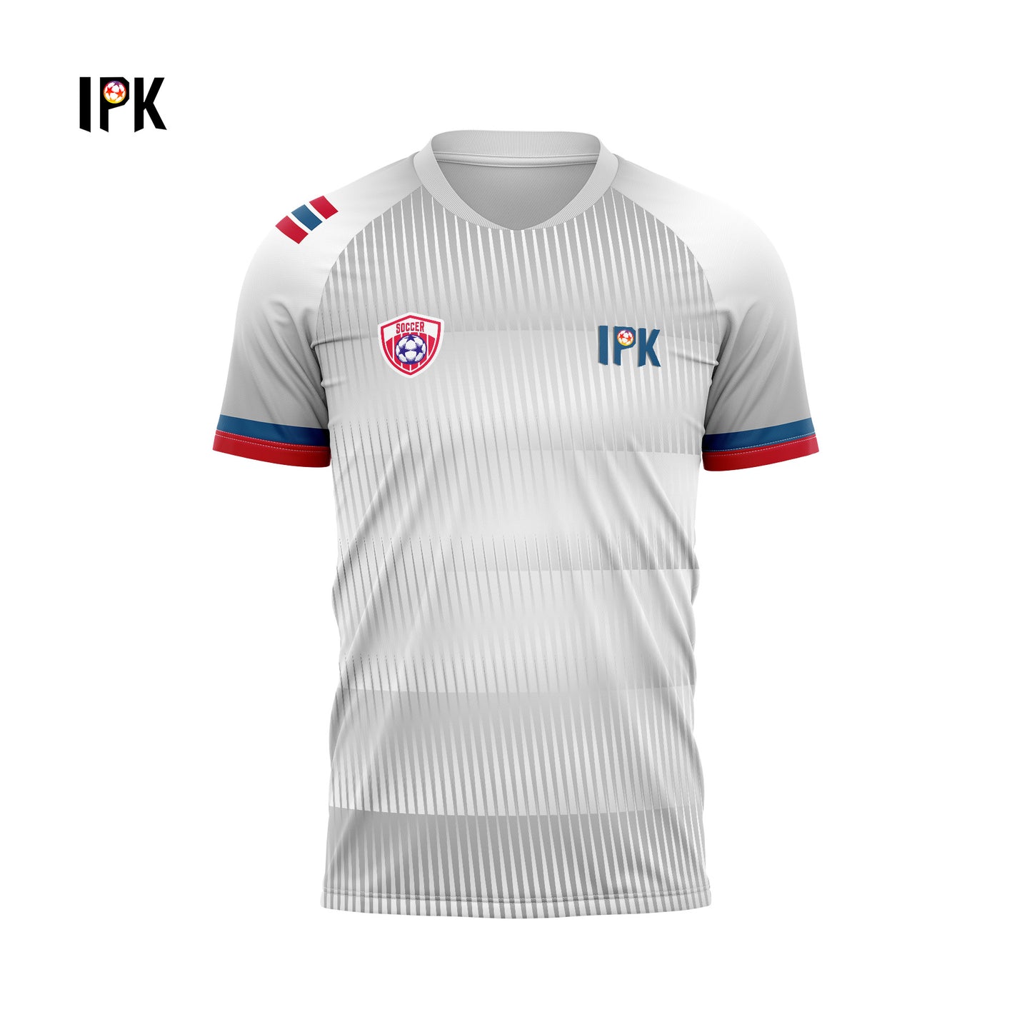 Striker’s Pride | White Custom V-neck Unisex Soccer Jersey