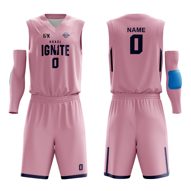 Athletics | Pink Customized V-Neck Sleeveless Basketball Jersey