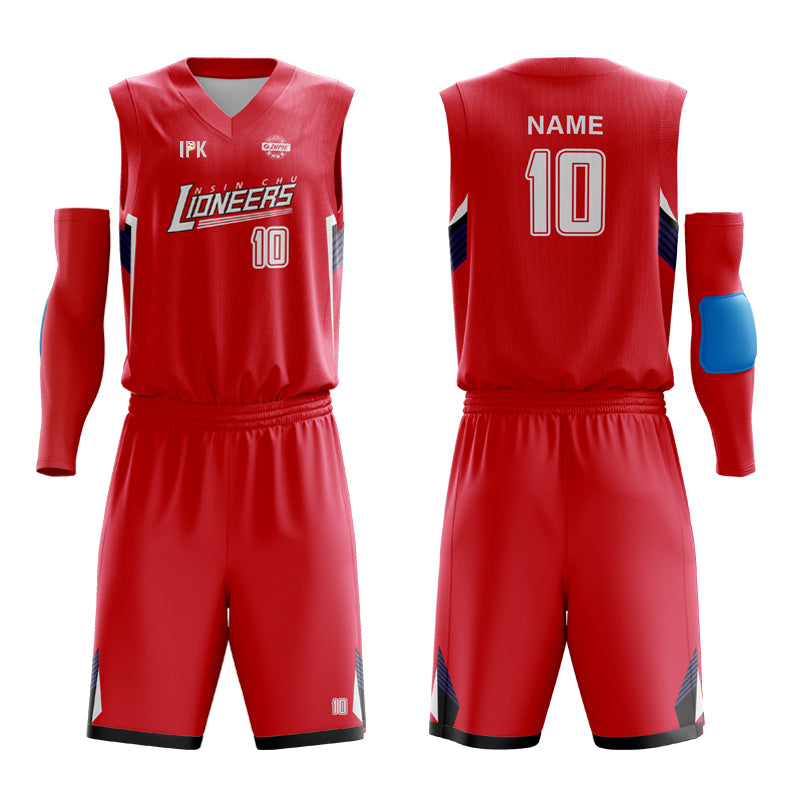 Red Flame Warriors | Red Customized V-Neck Sleeveless Basketball Jersey