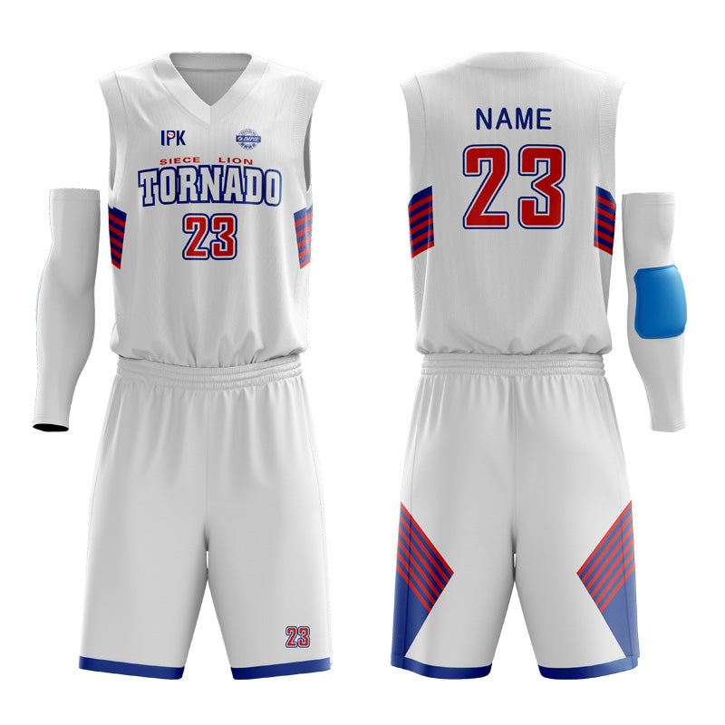 Glacier Guard | White Customized V-Neck Sleeveless Basketball Jersey