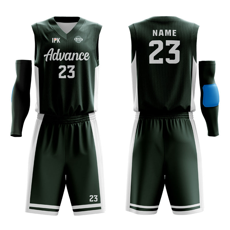 Shadow Apostle | Green Customized V-Neck Sleeveless Basketball Jersey