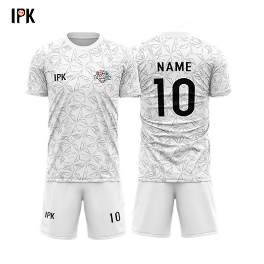 Ray | White&Gray Custom Round neck Unisex Soccer Jersey