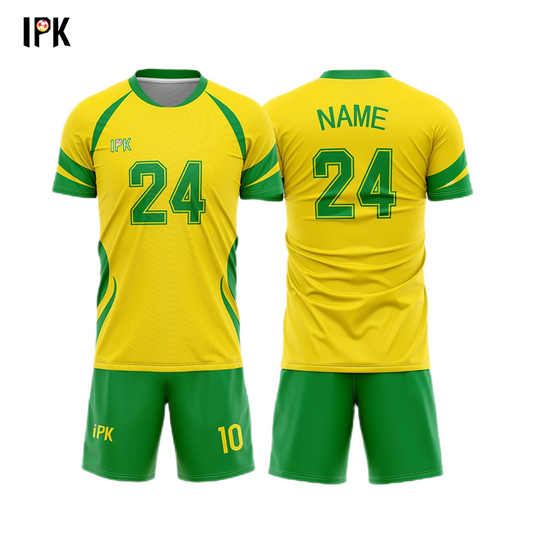 Classic05 | Yellow&Green Custom V-neck Unisex Soccer Jersey