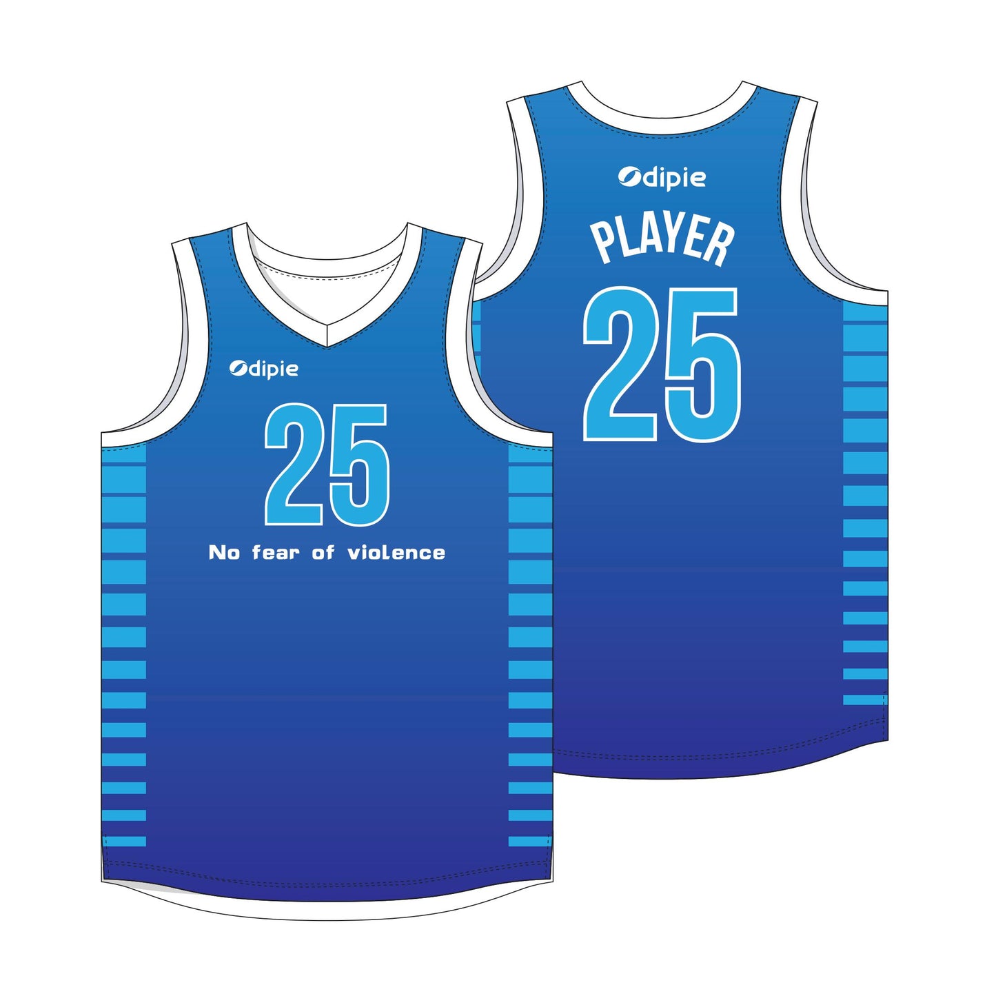 Checkered Gradient | Blue Customized V-Neck Sleeveless Basketball Jersey