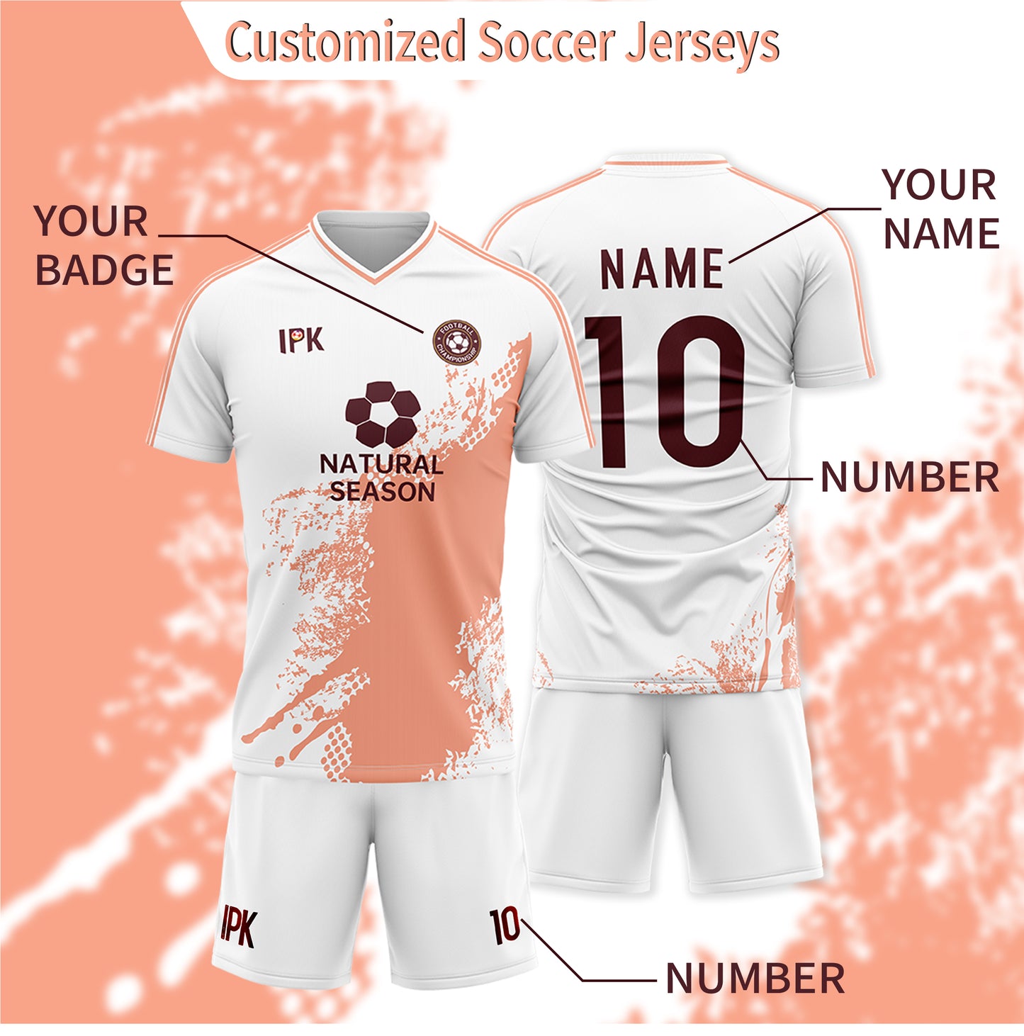 Natural Season | Pink Custom V-neck Unisex Soccer Jersey