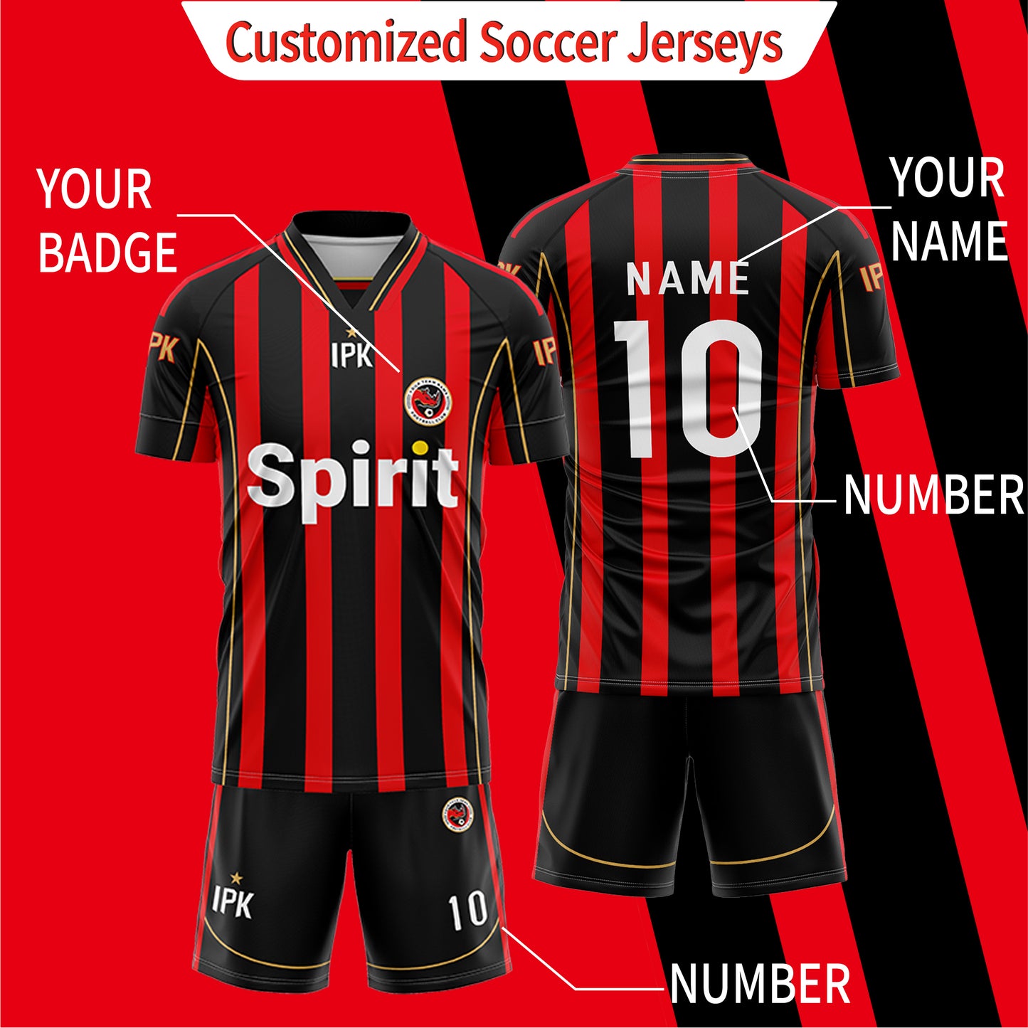 Red&Black |Custom Unisex Soccer Fans Jersey