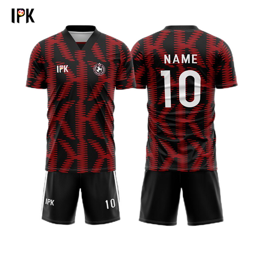 Fighter | Red&Black Custom Round neck Unisex Soccer Jersey