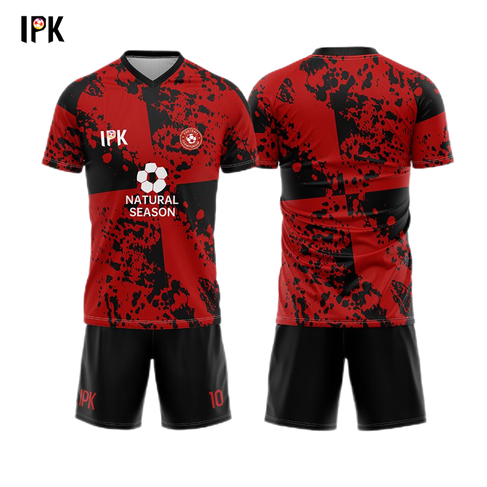 Momentum | Red&Black Custom V-neck Unisex Soccer Jersey