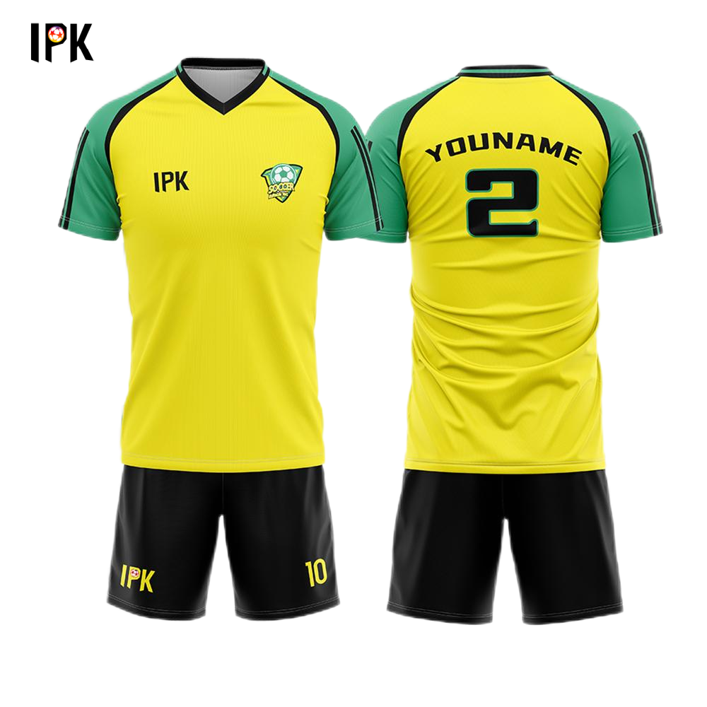 Classic | Yellow&Green Custom V-neck Unisex Soccer Jersey